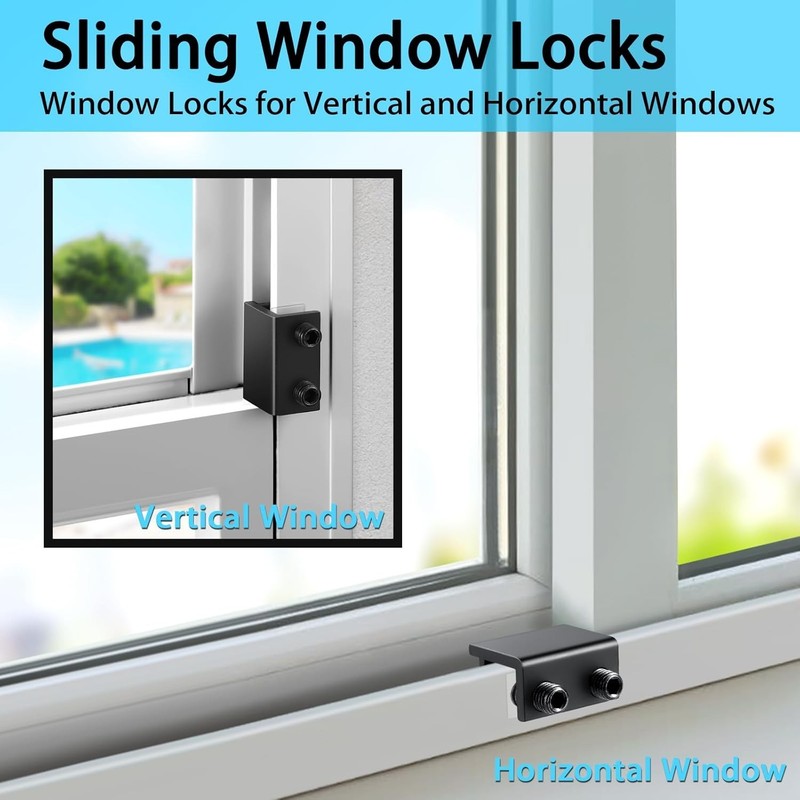 Window Locks,4 Pack Sliding Window Locks with Key for Vertical & Horizontal S... gallery