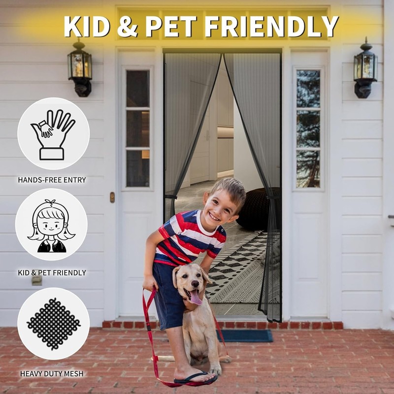 Durable Polyester Magnetic Screen Door 34x82 Inch - Instant Bug Protection gallery