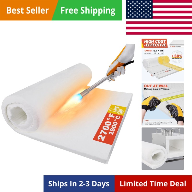 Ceramic Fiber Insulation Blanket Fireproof High Temp 2600F for Stove Fireplace