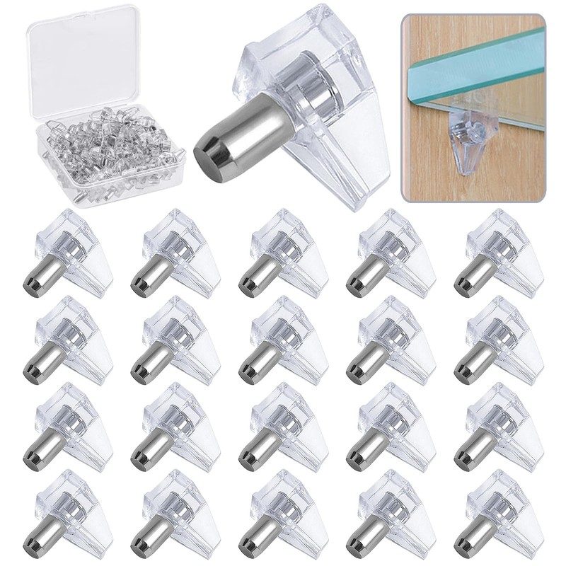 20 PCS Clear 5mm Plastic Shelf Support Pegs Locking Cabinet Pins Furniture