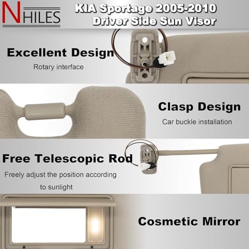 Driver Left Side Sun Visor Replacement Fits for Beige(Driver Side with Light) gallery