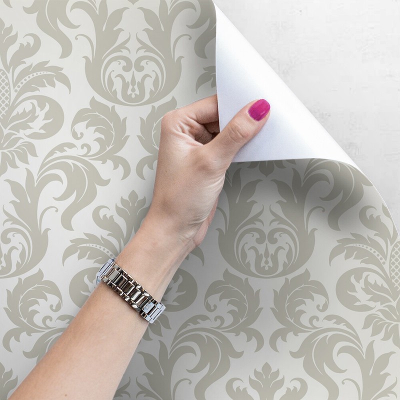 Vector floral damask Removable wallpaper green and gray wall mural traditional gallery
