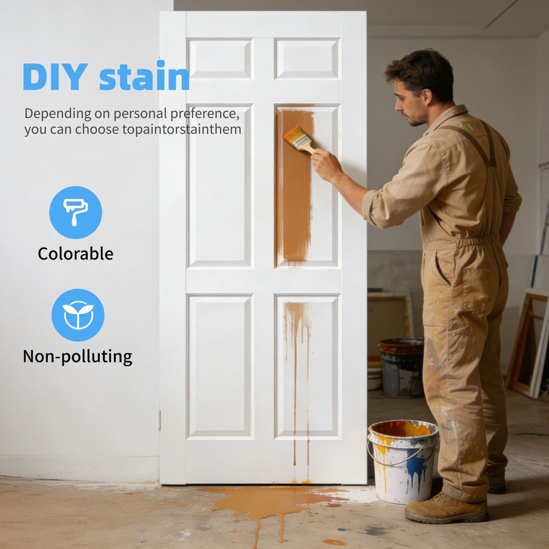 24''x80''6-Panel Solid Core Prehung Interior Door -Pantry/French No Hardware Kit gallery