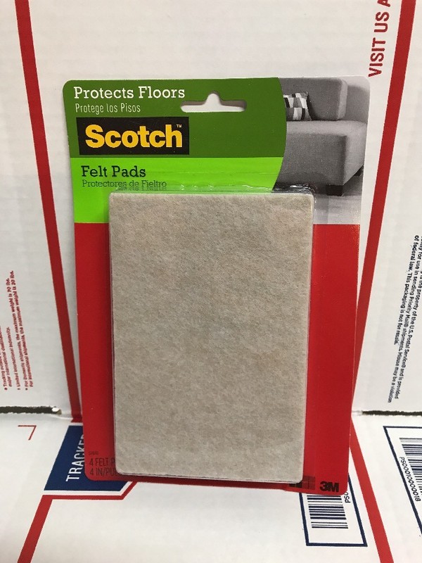 3M Scotch Felt Pads 4 Count - Beige - Size: 1.162 X 6.125 X 9