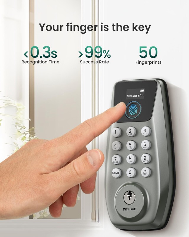 C110 Smart Lock with LockVue Display, 3-in-1 Keyless Entry Door Lock with Fin... gallery