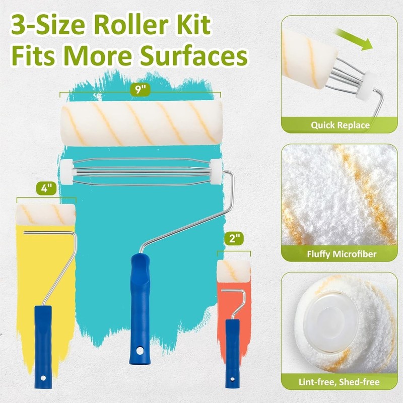Kit with Extension Pole, Home Wall Painting Supplies Set, with Paint Brush, Pain gallery