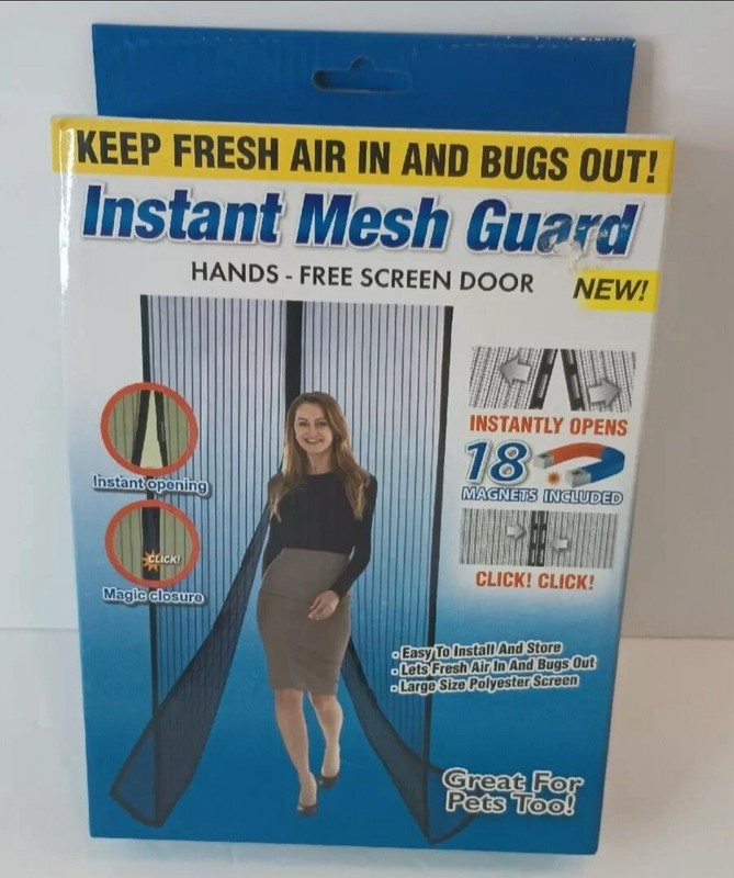 Instant Mesh Guard Hands Free Screen Door Single & Sliding Door Magnetic Closure