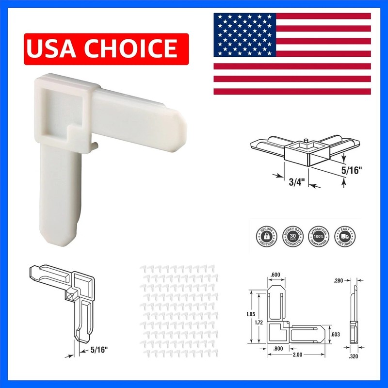 Screen Frame Corner, 5/16 In. x 3/4 In., White Plastic 100 Pack
