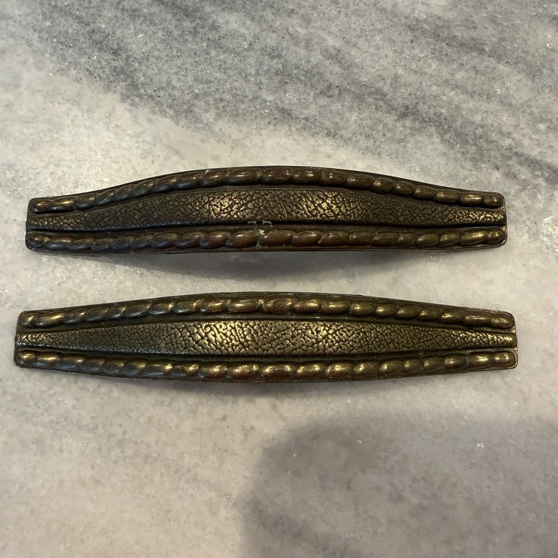 Antique Brass 3″ 76mm Ribbed Rope Handle Cupboard Door Dresser Pull Vintage (2)