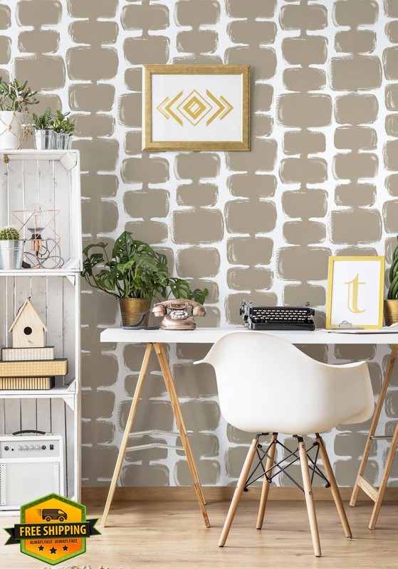 Safiyya Light Brown White Wallpaper 17.3"x78.7" Peel Stick gallery