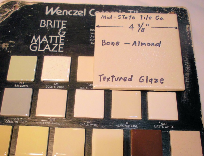 1 pc. Ceramic Tile *Bone-Almond* by Mid-State Co. 4-3/8" (NOS) Textured Glaze gallery