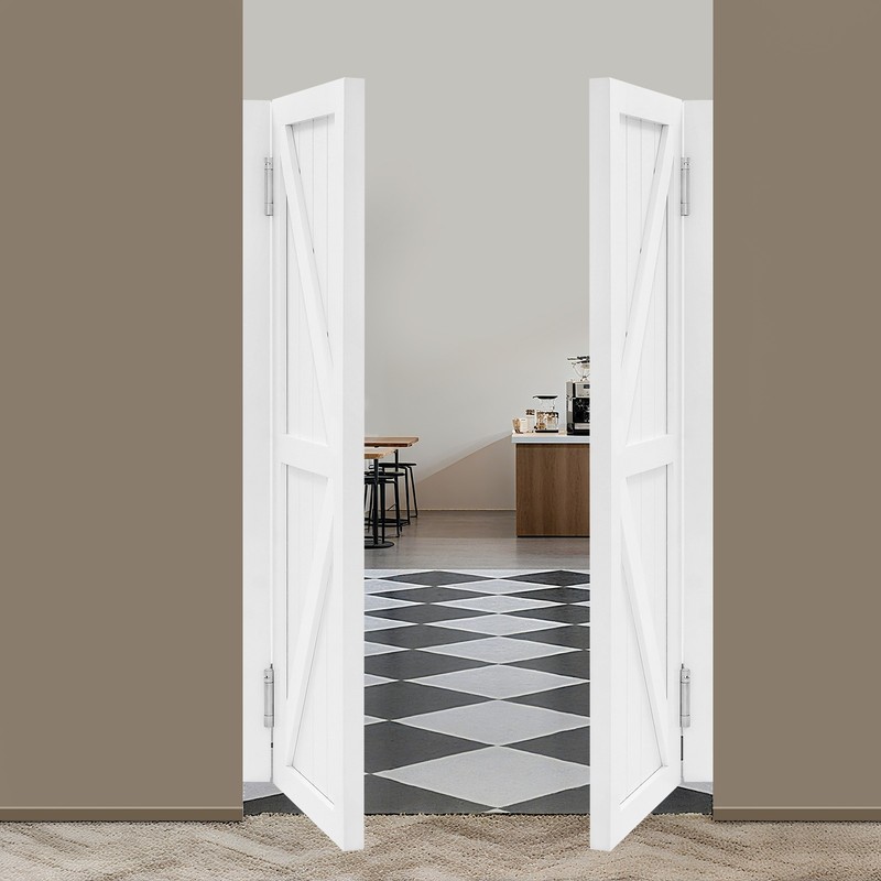 180° Rotation Wood Partition Door Entrance Cafe Auto Close Partition Doors 1Pair