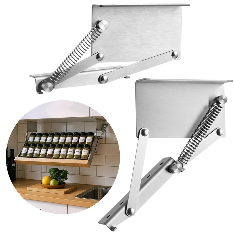 2 Pcs Pull Down Rack Hinges Under Cabinet Hinges for Spice Knife Coffee Pod S