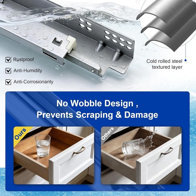 21 Inch Undermount Drawer Slides - Soft Close, Heavy-Duty, All Hardware gallery