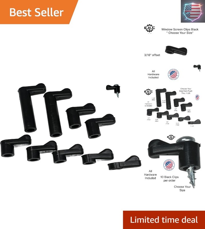 Window Screen Clips “Black” Plastic Choose Your Size! /Size Run Flush up to 1…