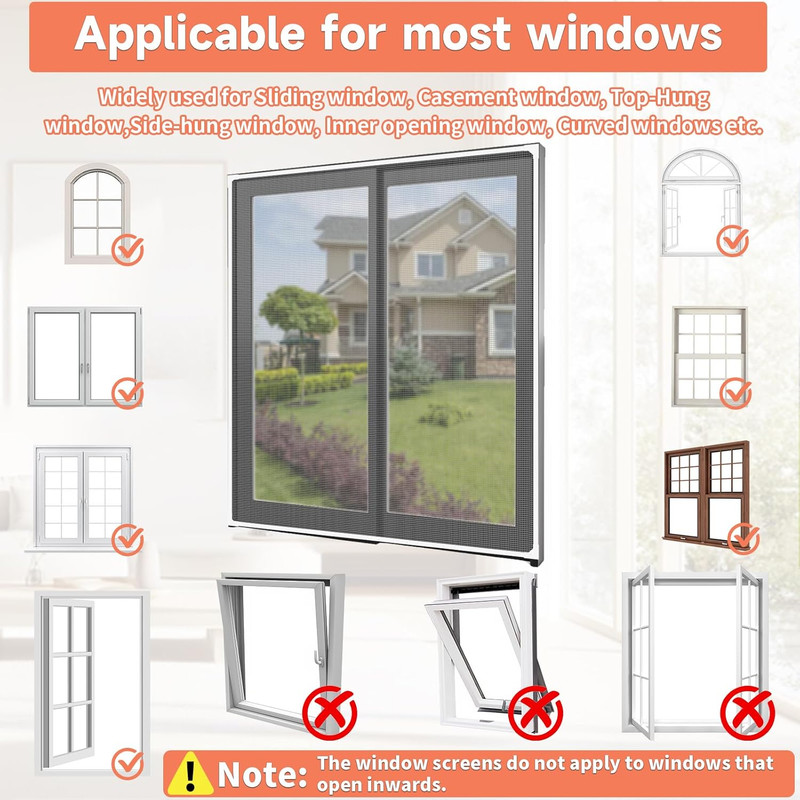 Magnetic Window Screen Adjustable DIY Window Net Max 47” X 51” Fiberglass Screen gallery