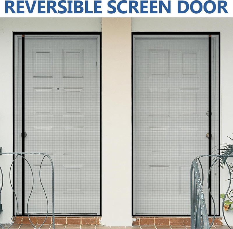 Self-Sealing Reversible Screen Door 30" x 78" - Perfect for Indoor/Outdoor Use gallery