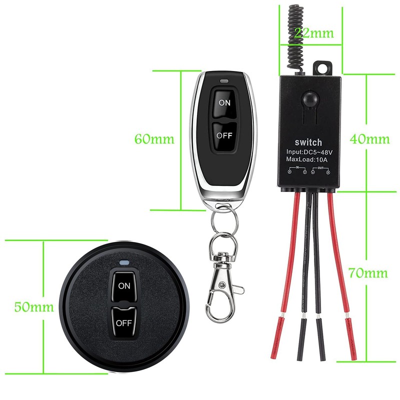 12v Wireless Switch,Mini Remote Control DC5-48V--10A relay gallery