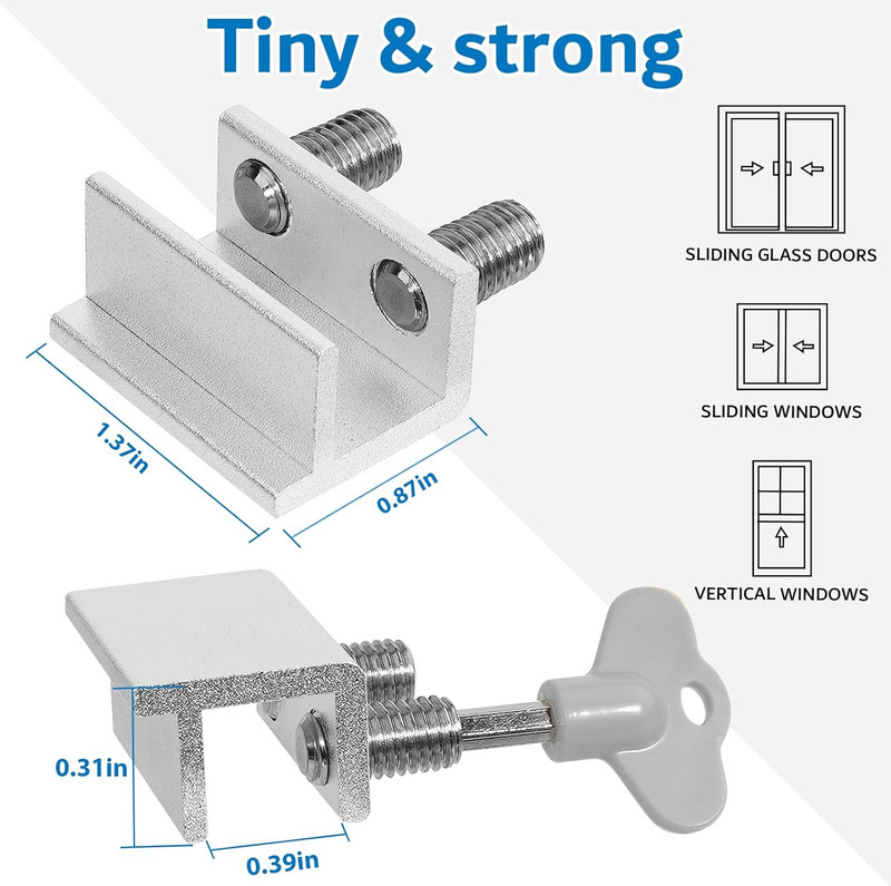 4 Sets Sliding Window Locks with Key, Window Locks for Up and Down Windows,Easy gallery