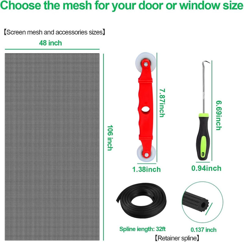 Pet Proof Window Screen Replacement Kit, 48"X118" Durable High Hardness Screen M gallery