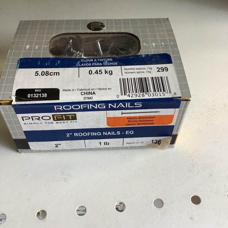 PRO-FIT 2” Roofing Nails Electro Galvanized Roofing Nail 1 lb. (136-Count) NOS