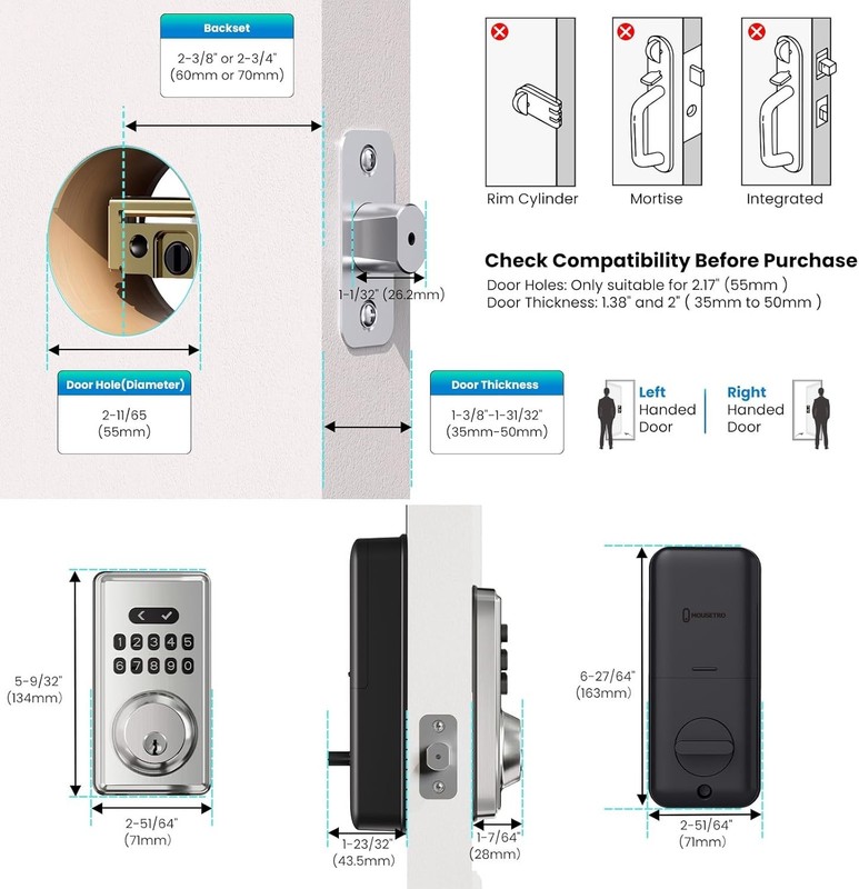 Keyless Entry Door Lock Deadbolt with Keypad, Digital Smart Locks with Code, ... gallery