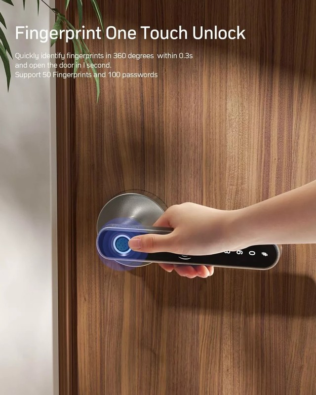 Smart Door Handle, Fingerprint Keyless Entry Electronic Digital Keypad Free APP gallery