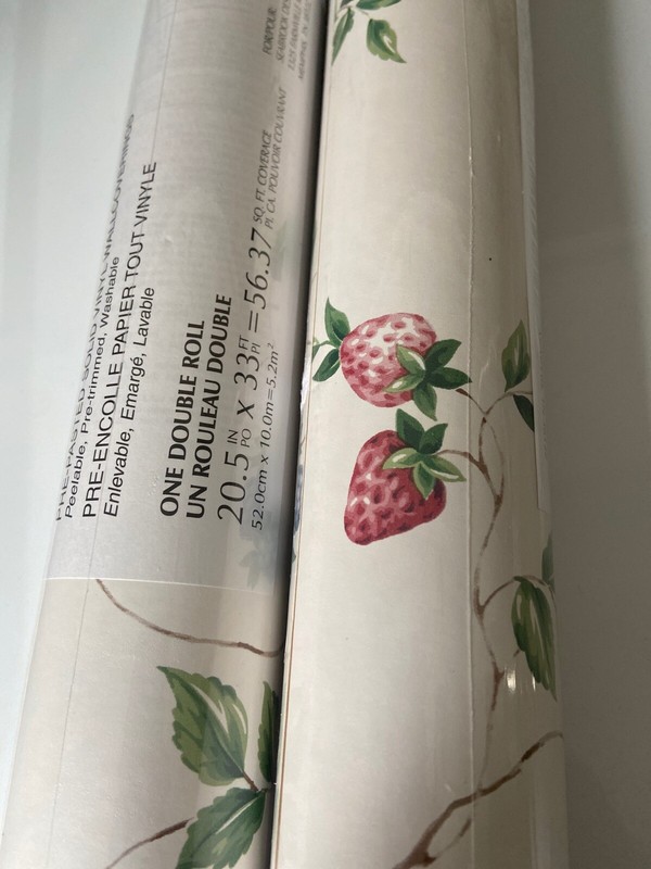 Seabrook Designs pre-pasted solid vinyl wallcovering 2 double rolls Berries NOS gallery