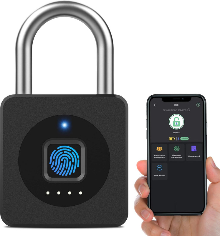 Fingerprint Gym Locker Lock, Keyless Biometric Padlock, Weatherproof Electronic