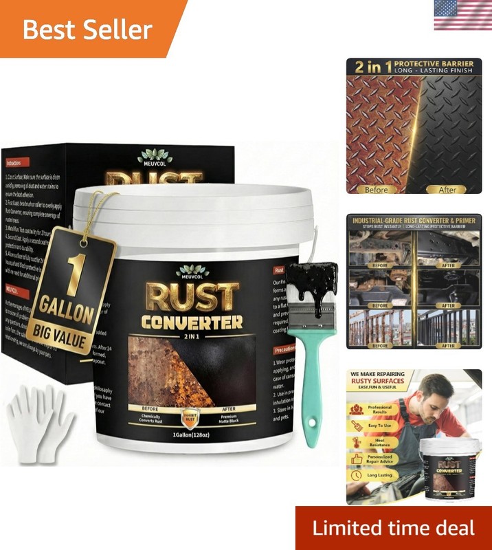Long-Lasting Anti-Rust Converter & Metal Primer – 128 Fl Oz for All Surfaces