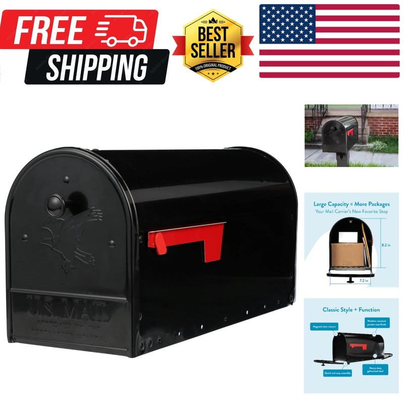 Gibraltar Mailboxes Outback Double Door, Large Capacity Mailbox, Black