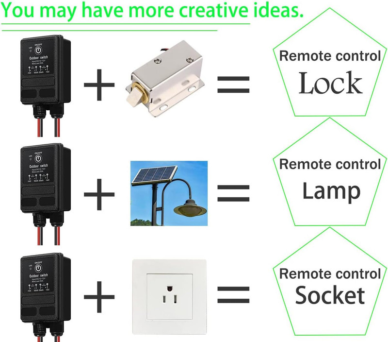 Wireless Relay Switch 12V Remote Control Switch DC12V/24V/48V/72V 30A Relay with gallery