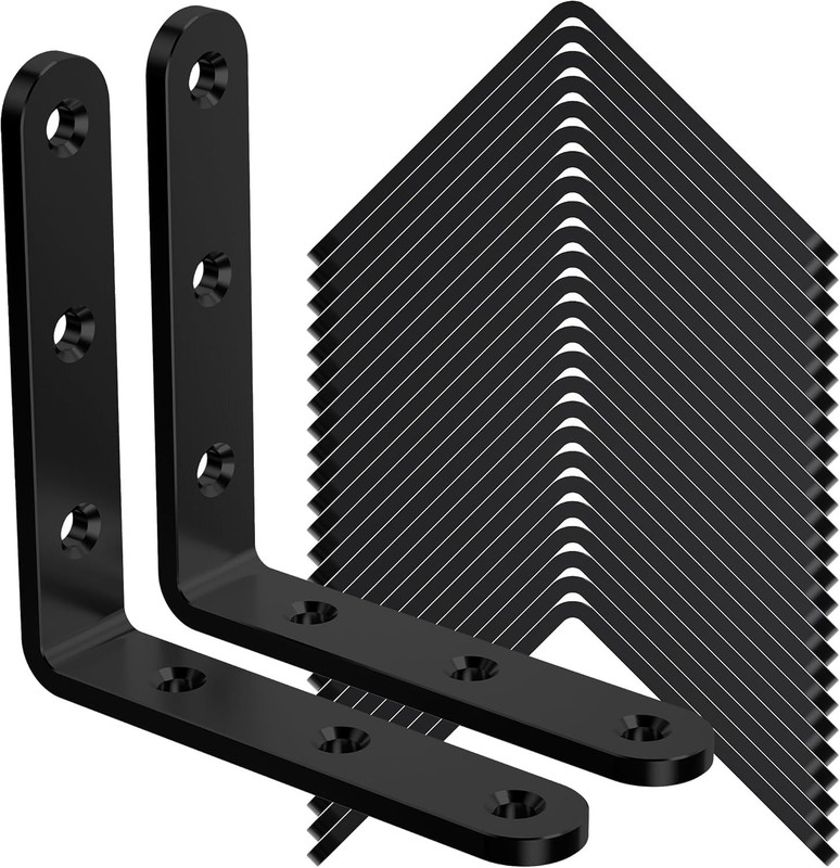 25Pcs Black Angle Brackets, 3”x 3” Heavy Duty Corner Brace, Metal Corner Brac…