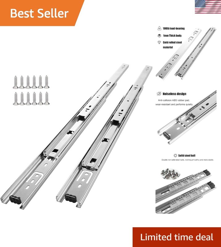 Full Extension 16-Inch Drawer Slides – 10 Pairs, 100 LB Capacity for Smooth Use