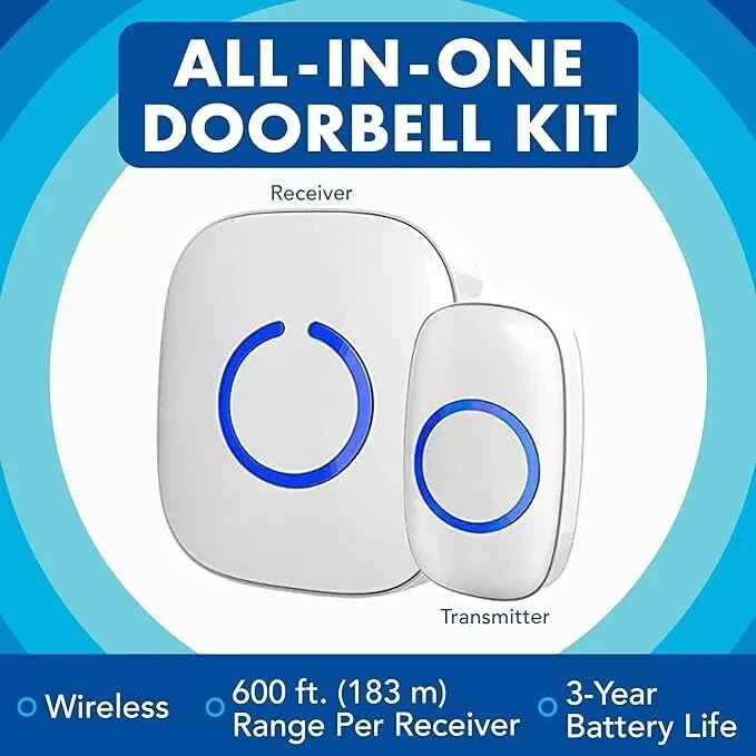 Sadotech Model C Wireless Doorbell for Home – Adjustable Volume with 52 Chimes