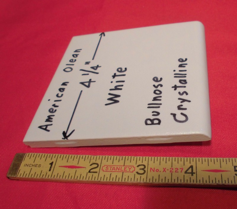 1 pc. White Crystalline Ceramic Tile by American Olean: 4-1/4″ Surface Bullnose
