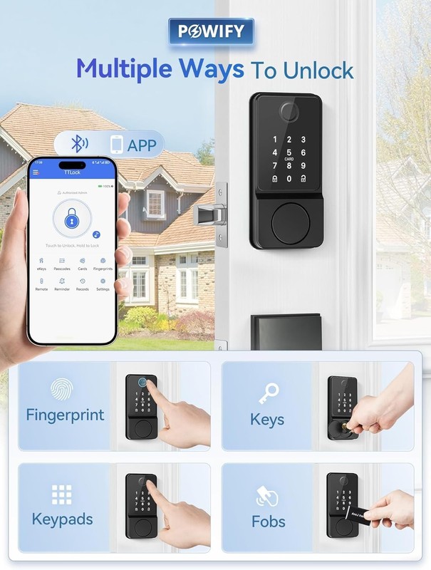 Keyless Entry Smart Door Lock with APP Control & Fingerprint Access - Black gallery