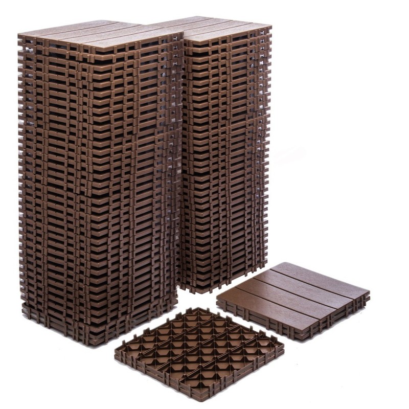 Waterproof Outdoor Plastic Interlock Deck Tiles – 68 Pcs, 10 Colors