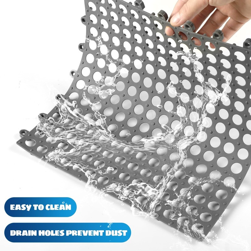 24 Modular Interlocking Floor Mat Rubber Tiles 12"x12" Drainage Interlocking ... gallery
