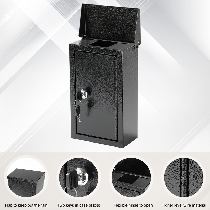 Wall-Mounted Key Drop Box with Key Lock, Metal Mailbox, Indoor& Outdoor Storage gallery