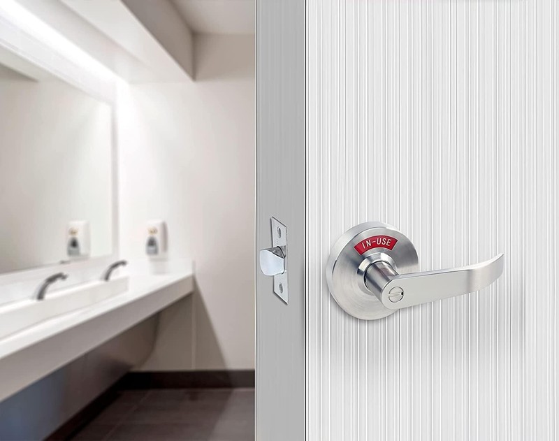 Extra Large Bathroom Privacy Lever Lock with Indicator Right-hand Door Chrome gallery