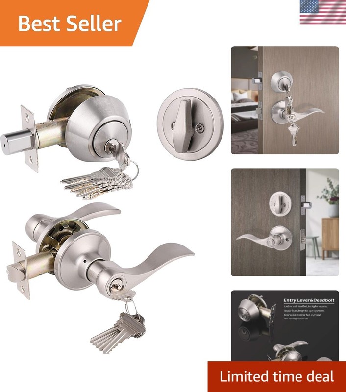 Universal Fit Keyed Alike Entry Lever and Cylinder Deadbolt Set – Easy Install