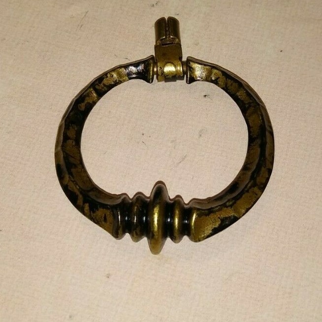 FURNITURE Hardware Drawer Ring Pull Backplate 2″ Diameter Black and Gold