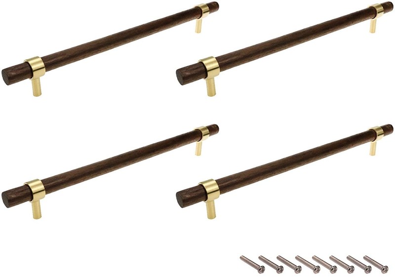 4 PCS Brass Walnut Drawer Pulls 11.02 Inch 280mm Wardrobe Hardware Handle