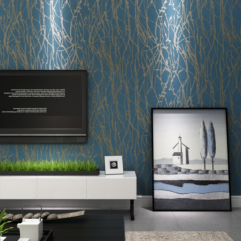 Modern Minimalist Curve Tree Patterns Non-woven Bedroom Wallpaper Roll 57 sq.ft gallery