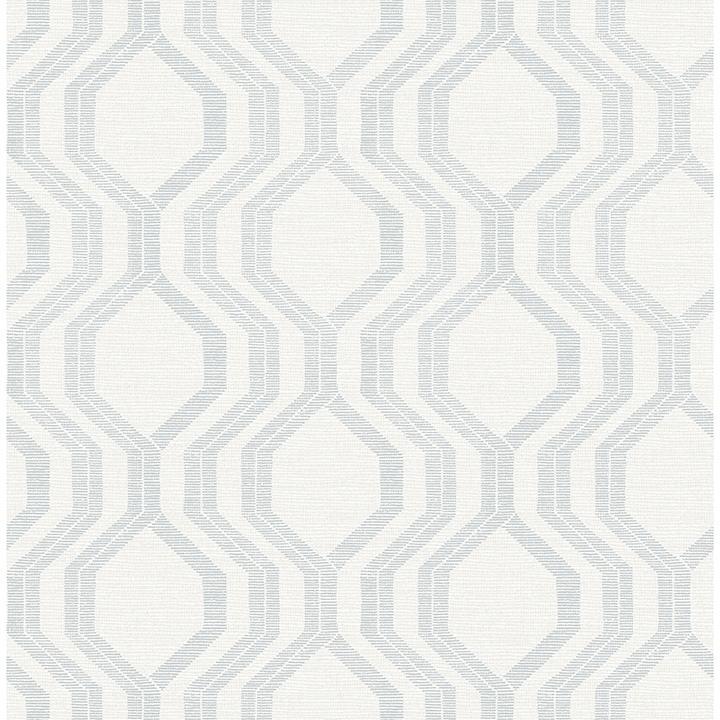 Wallpaper Modern Mid Century Silver Textured Ogee Geometric, 56 sq ft / bolt
