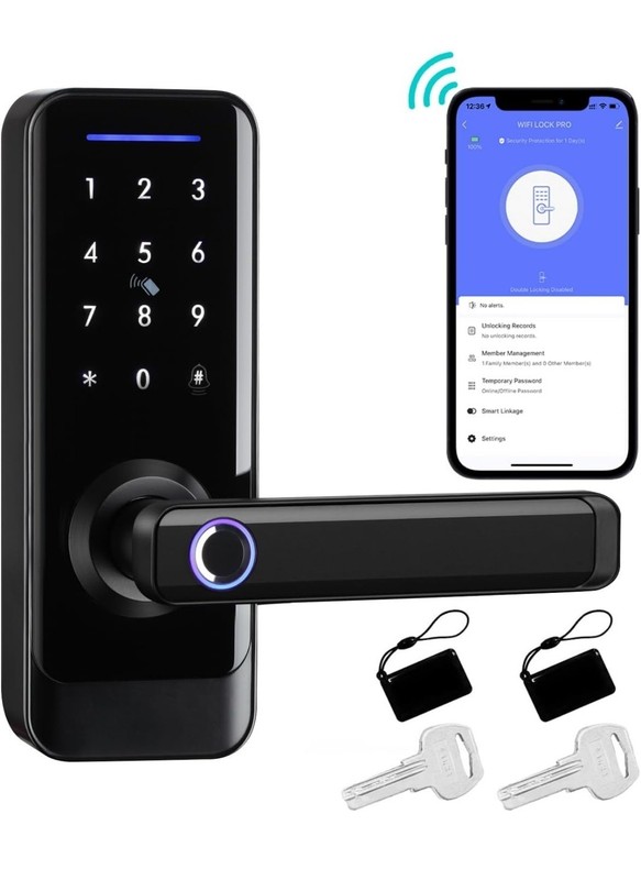 Smart Door Lock with Handle: Keyless Entry Digital Door Lock for Front Door