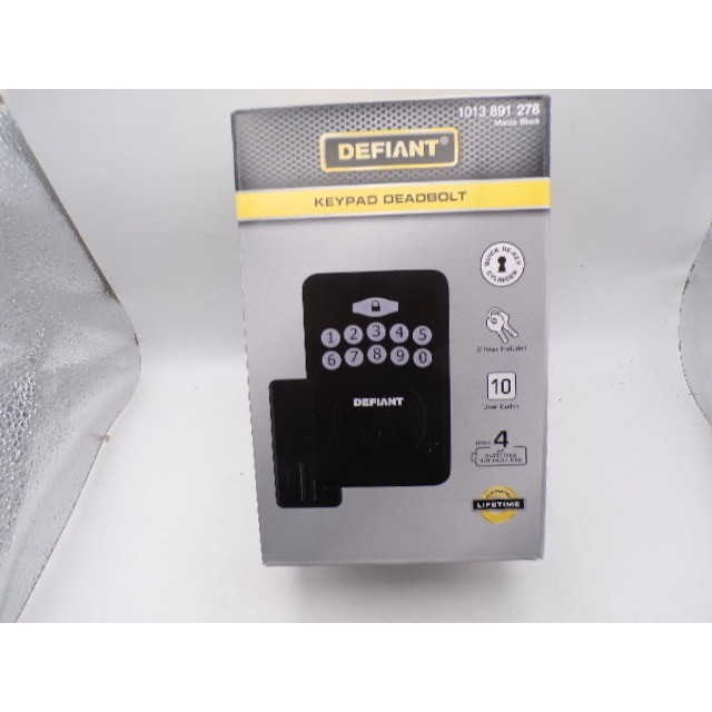 Defiant Keypad Deadbolt Matte Black Electronic Keyless Entry Lock 1013 891 278