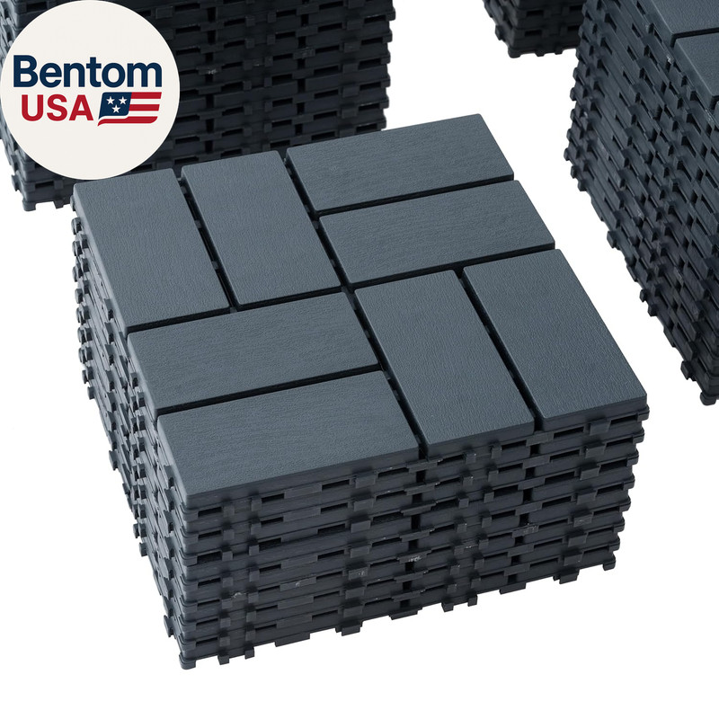 Plastic Interlocking Deck Tiles (44 PCS), 12X12 Inches Waterproof Outdoor Patio