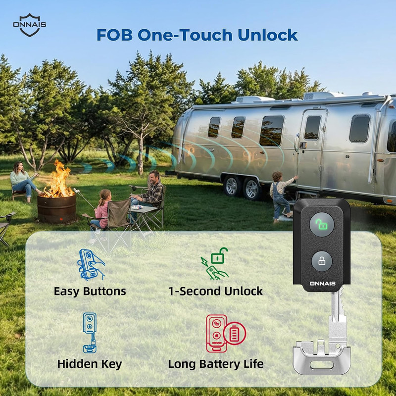 Full Metal RV Keyless Entry Door Lock with Password & Remote, Fits Most Trailers gallery